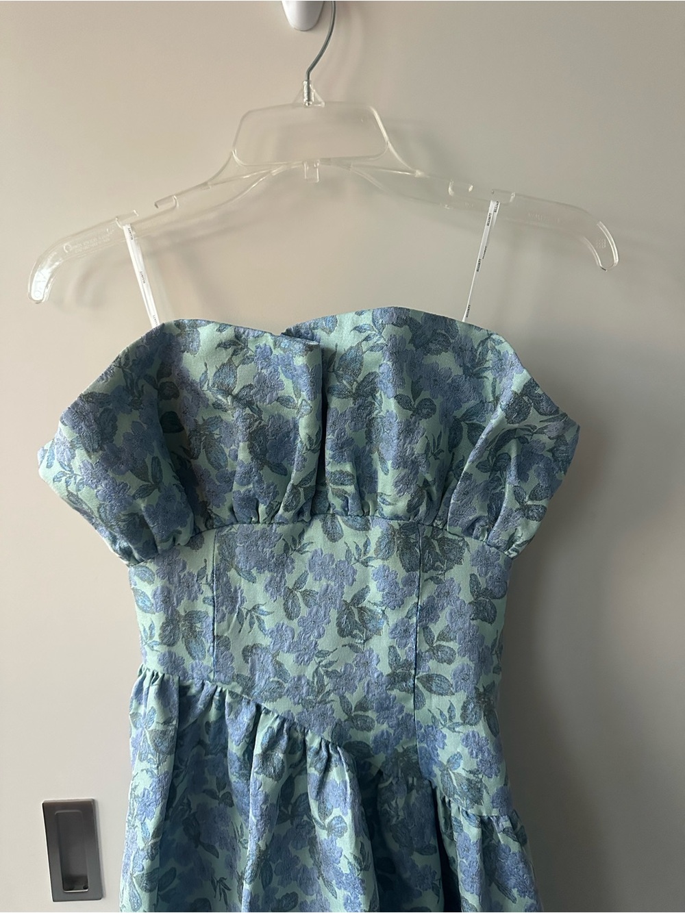 Elliatt Strapless Blue Floral High-Low Gown - Picture 5 of 8